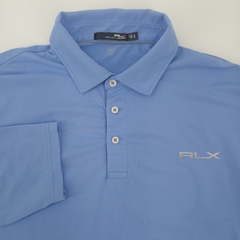 RLX Ralph Lauren Mens XL Blue Long Sleeve Golf Polo Wicking Performance Shirt